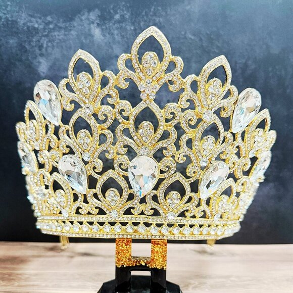 Gold Comb Crown, Bridal Crown, Wedding Hair Jewelry, Homecoming Prom Crown main image 7